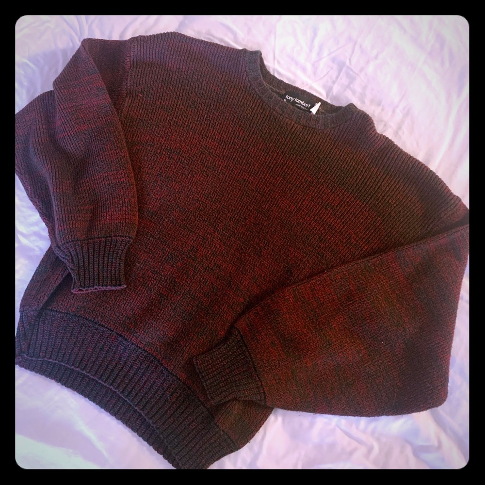 Tony Lambert Red & Green Crewneck Sweater Made USA